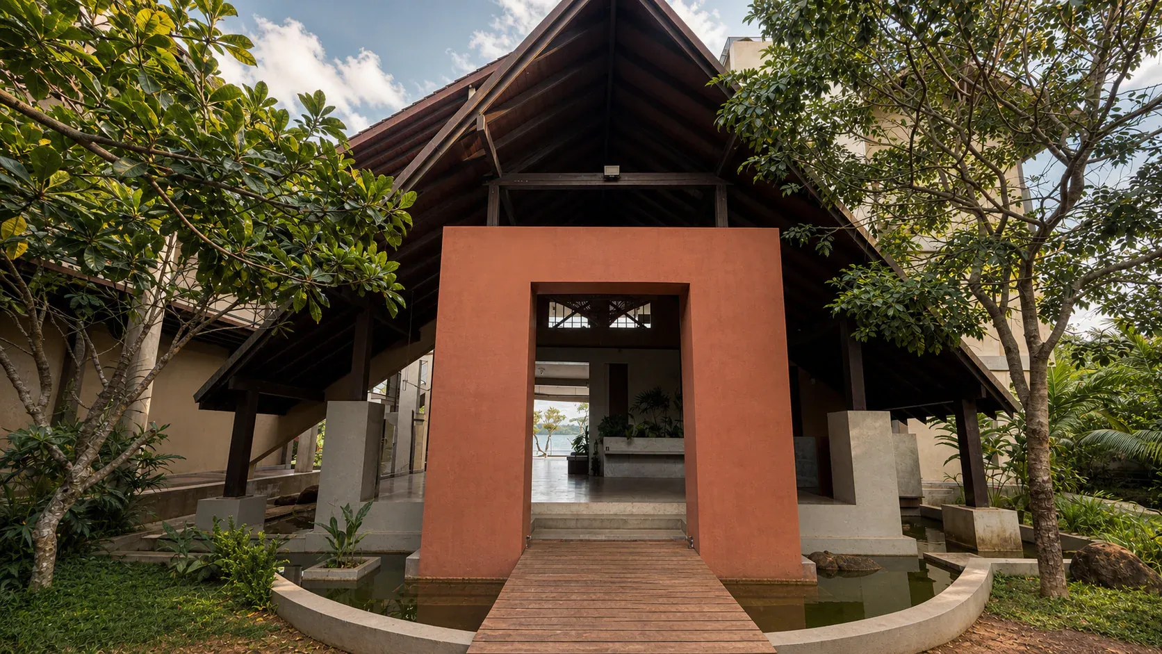 The lakeside entrance pavilion at Zen Koggala