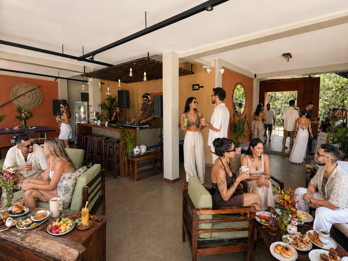 Guests sharing breakfast and conversation