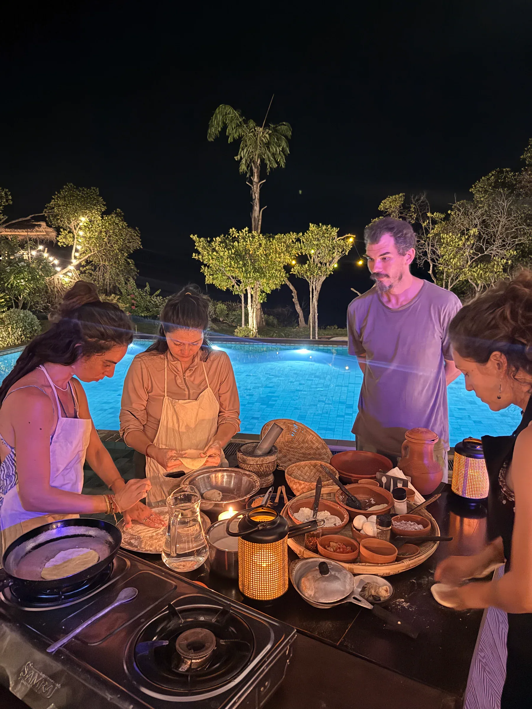 Cook beside the pool