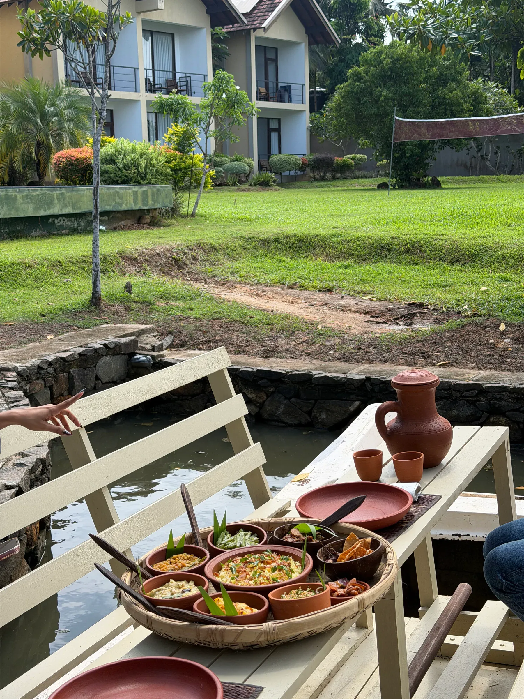 A Sri Lankan meal served beside Koggala Lake